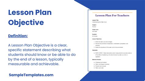 Sample Objectives For Lesson Plans