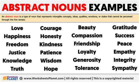 Sample Of Abstract Noun