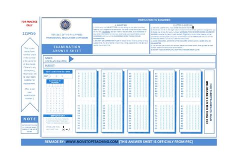 Sample Of Answer Sheet Let Exam
