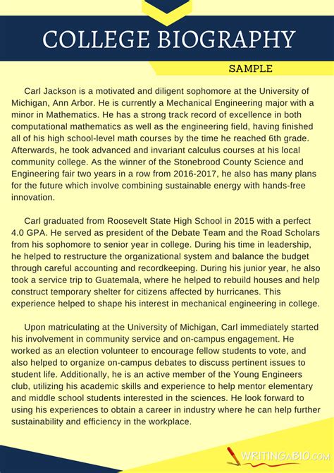sample of biography with some college