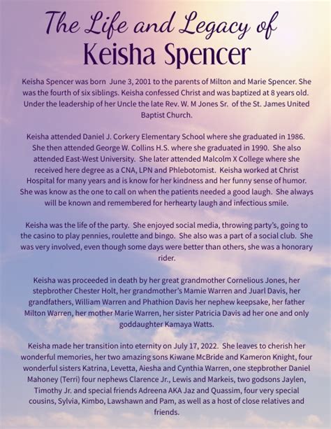 Sample Of Funeral Biography