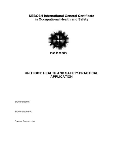Sample Of Nebosh Igc3 Practical Report