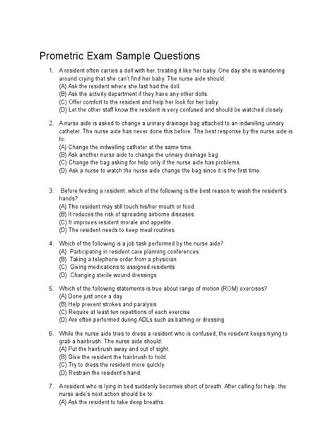 Sample Of Prometric Exam Of Qatar