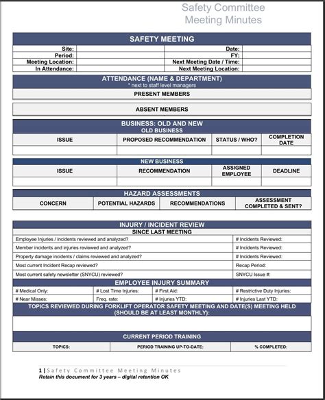 sample of safety committee munite