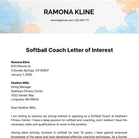 sample of softball coaches player recommendation letter