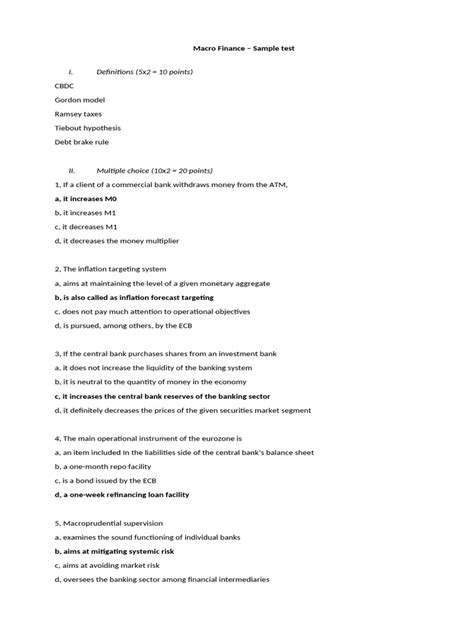 Sample Of Un Finance Test