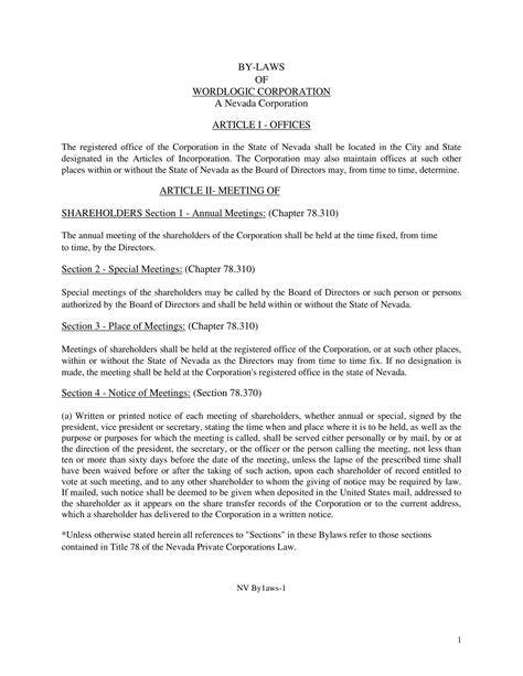 Sample Of Usher Bylaws