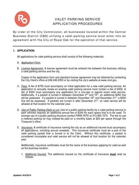 Sample Of Valet Parking Proposal