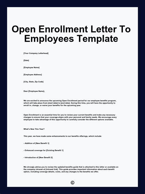 Sample Open Enrollment Letter To Employees 2022