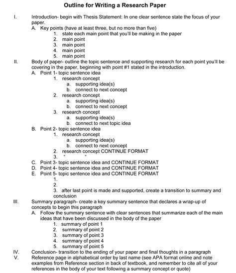 Sample Outline Format For Research Paper