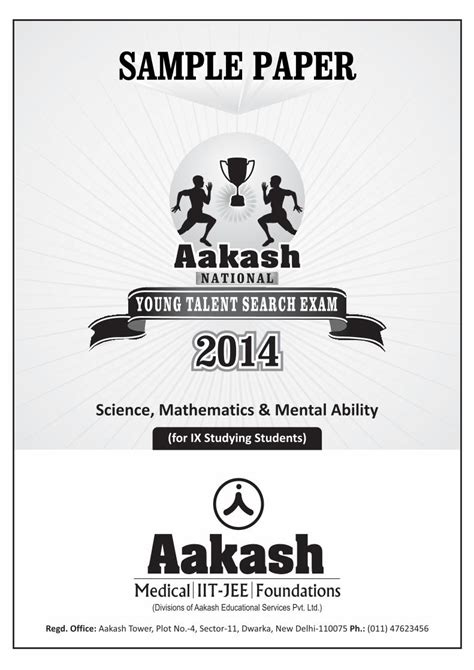 Sample Paper Ix Studying Aakash National Talent Hunt