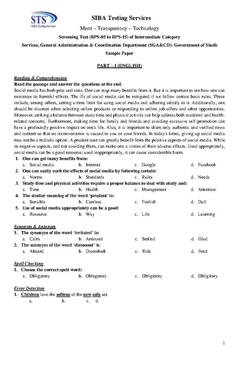 Sample Paper Nec Merit Test