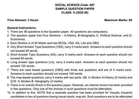 Sample Paper Of Sst Class 10 Term 2