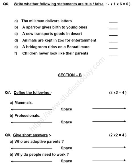 Sample Papers For 4th Class Social Science Studyadda Social Science 4th Standard - Social Science 4th Standard
