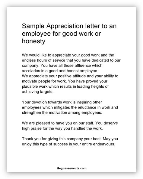 Sample Paragraph For Employee Appreciation Certificate