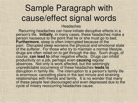 Sample Paragraphs For Cause And Effect Elementary