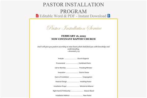 Sample Pastor Installation Service Program