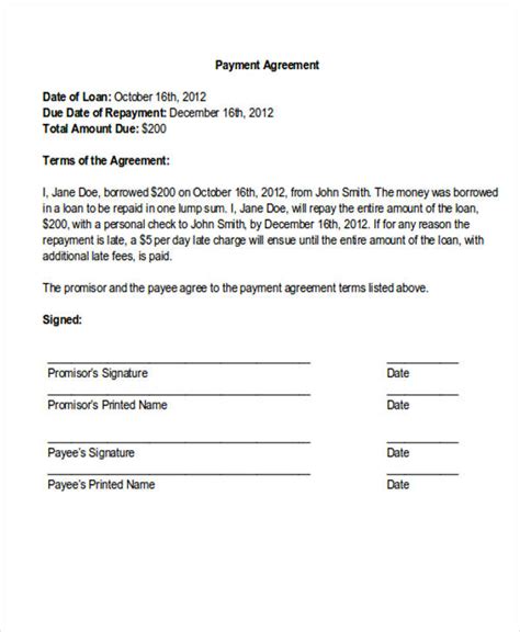 sample payment plan agreement letter dental office