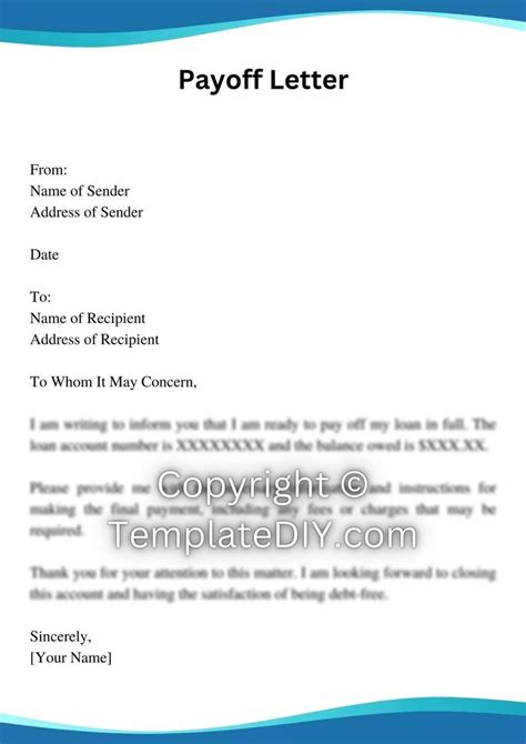 Sample Payoff Letter