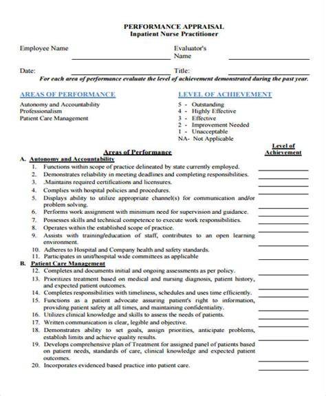 Sample Performance Appraisal For Nurses