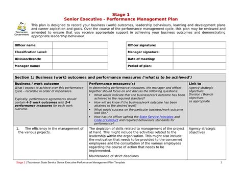 Sample Performance Plan For Executive Assistant