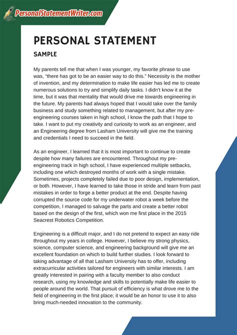 Sample Personal Statement Employment
