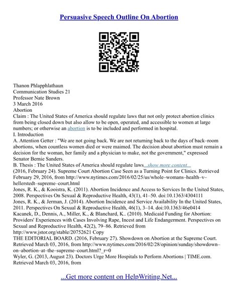 sample persuasive presentation outline abortion