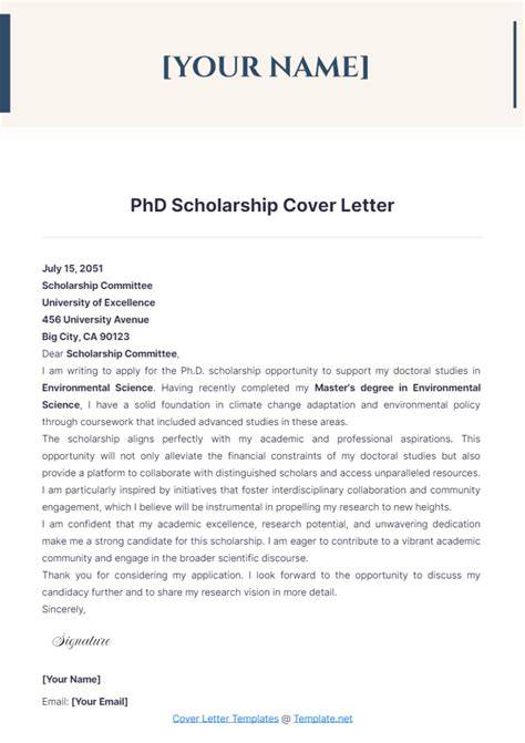 sample phd scholarship application letter