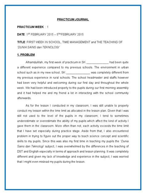 Sample Practicum Journal