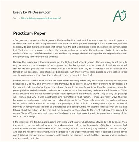 Sample Practicum Paper