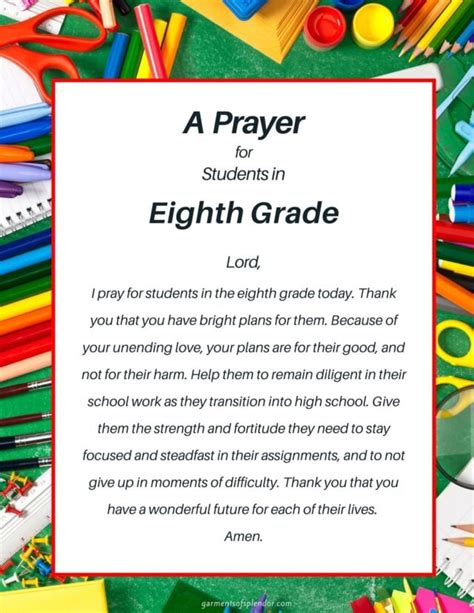 sample prayer for 8th grade graduation