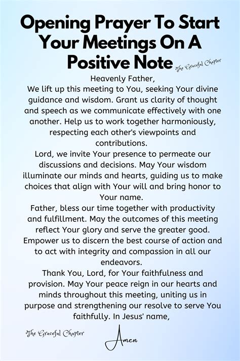Sample Prayers To Start A Meeting
