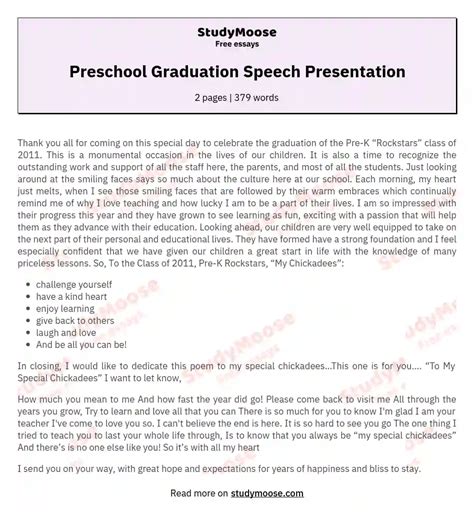 sample preschool graduation speech for administrators