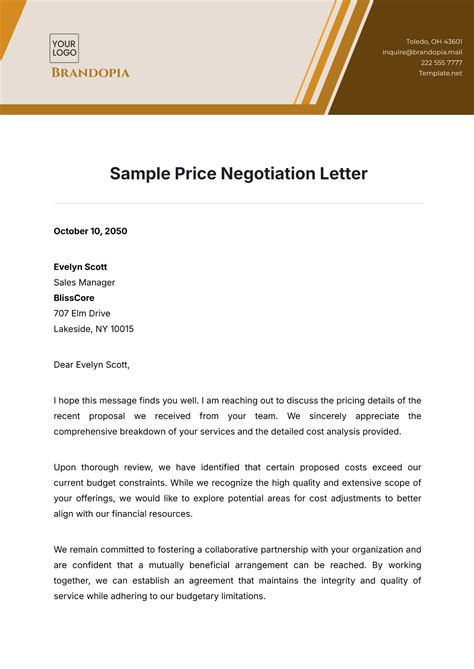 sample price negotiation letter