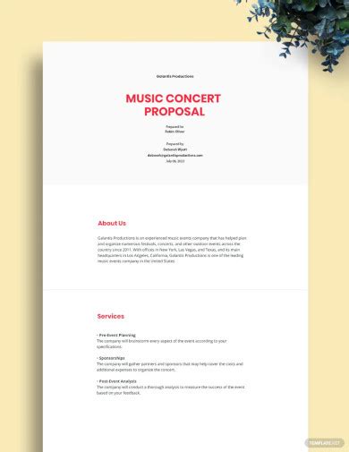 Sample Proposal For Band Performance