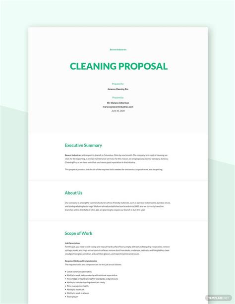 Sample Proposal For Cleaning Services