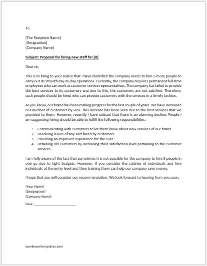 Sample Proposal For Extra Staff