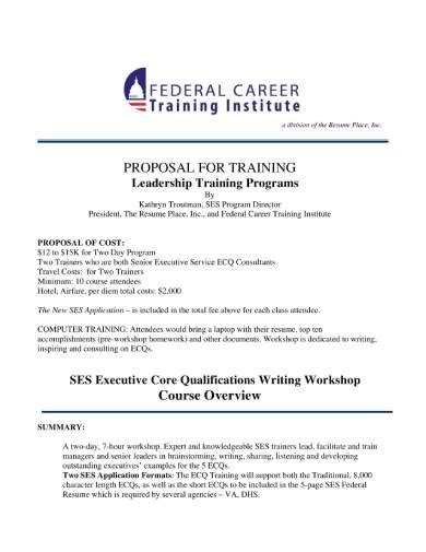 Sample Proposal For Leadership Training Program