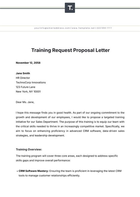 Sample Proposal Letter For Training Workshop