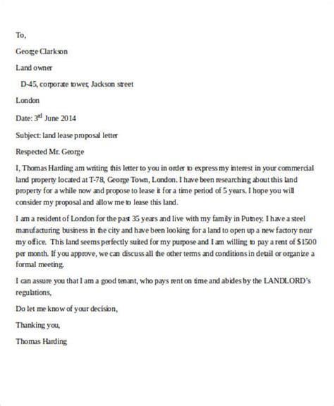 Sample Proposal Letter To Lease Commercial Space