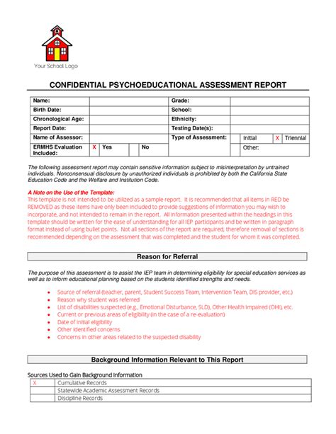 Sample Psychoeducational Assessment Reports