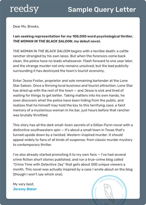 sample query letter biography