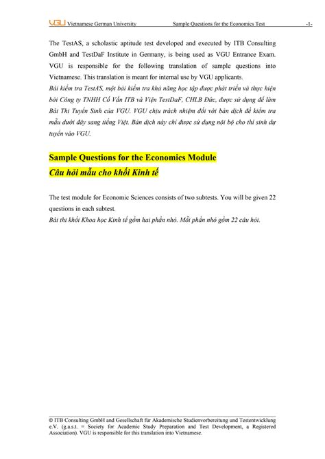 Sample Questions Economics Module Testas