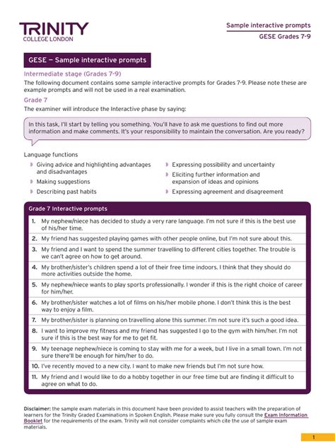 Sample Questions For Trinity Gese Grade 2
