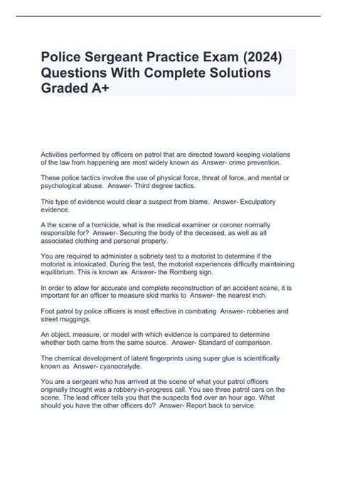 Sample Questions Of 1238 Sergeants Exam