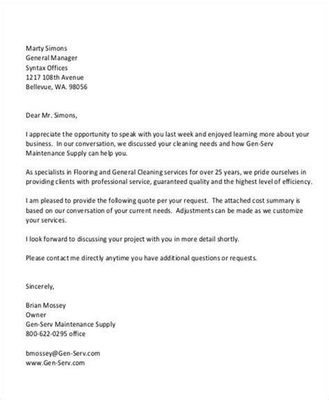 Sample Quotation Letter For Cleaning Services