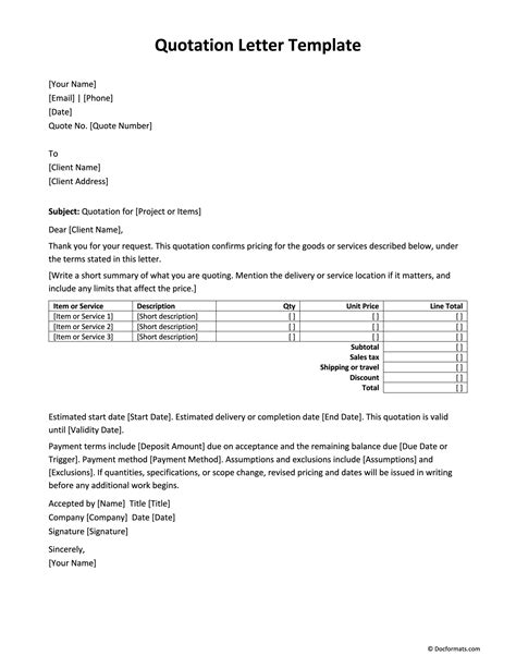 Sample Quotation Letter For Engineering Services