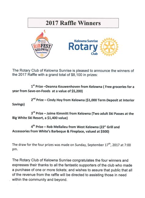sample raffle winner announcement letter