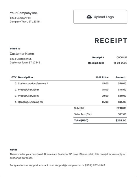 Sample Receipt Nysp