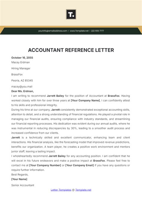 Sample Reference Letter For Accounting Clerk